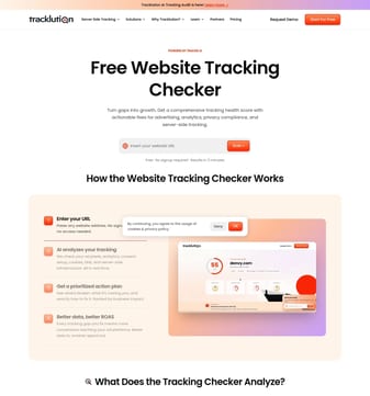 Tracklution landing page desktop screenshot