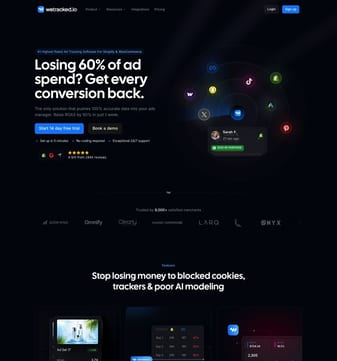 Wetracked landing page desktop screenshot