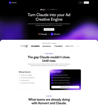 Usekonvert landing page desktop screenshot