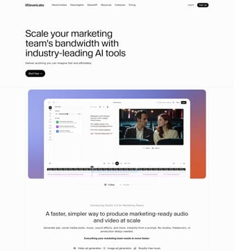 Elevenlabs landing page desktop screenshot