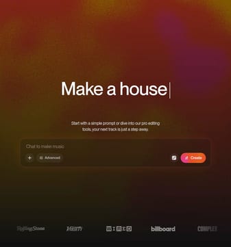 Suno landing page desktop screenshot