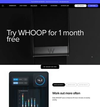 WHOOP landing page desktop screenshot