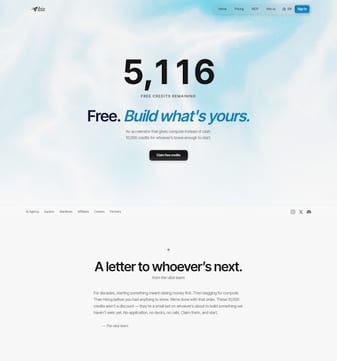 Vibiz landing page desktop screenshot