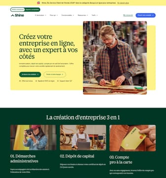 Shine landing page desktop screenshot