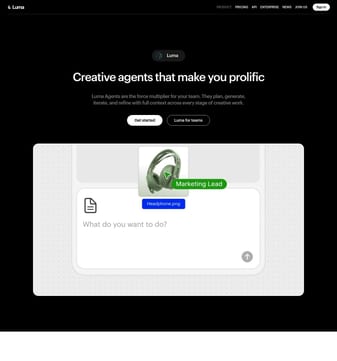 Lumalabs landing page desktop screenshot