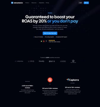 Wetracked landing page desktop screenshot