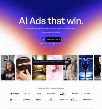 Creatify landing page desktop screenshot