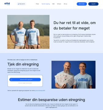 Altid landing page desktop screenshot