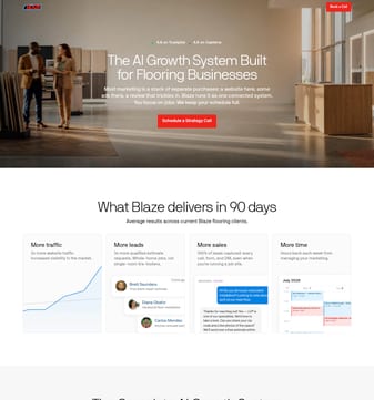Blaze landing page desktop screenshot