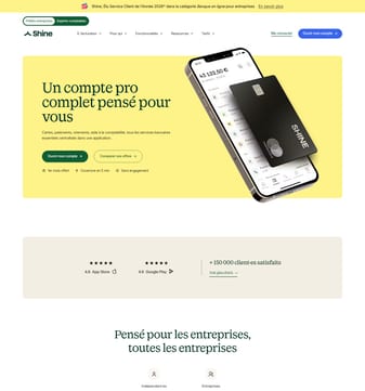 Shine landing page desktop screenshot