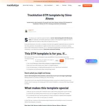 Tracklution landing page desktop screenshot