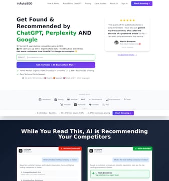 Autoseo landing page desktop screenshot