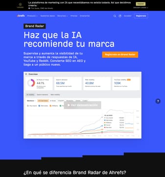 Ahrefs landing page desktop screenshot