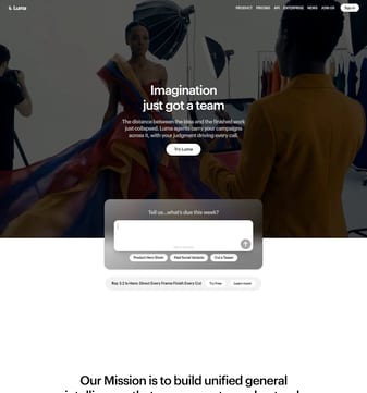 Lumalabs landing page desktop screenshot