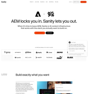 Sanity landing page desktop screenshot