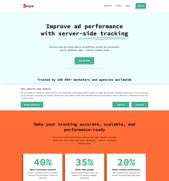 Stape landing page desktop screenshot
