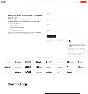 Sanity landing page desktop screenshot