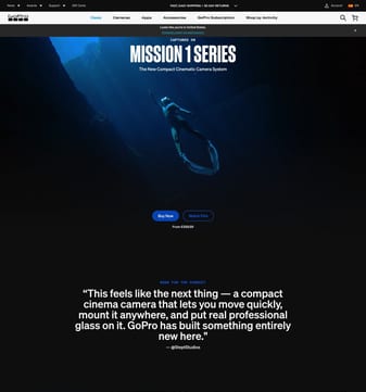 Gopro landing page desktop screenshot