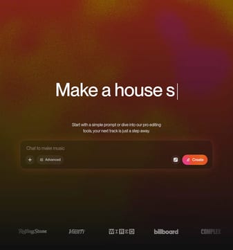 Suno landing page desktop screenshot