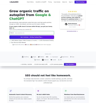 Autoseo landing page desktop screenshot