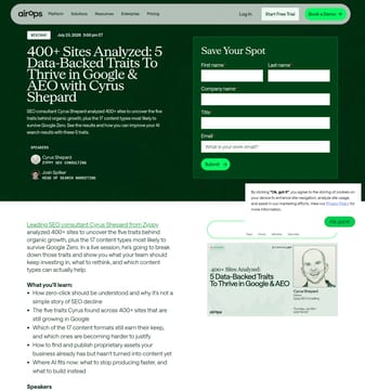 Airops landing page desktop screenshot