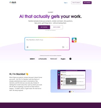 Slack landing page desktop screenshot