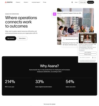 Asana landing page desktop screenshot