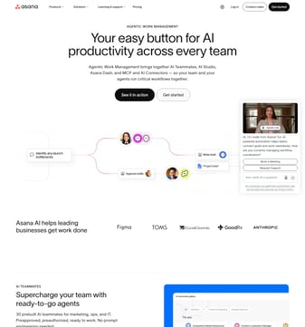 Asana landing page desktop screenshot