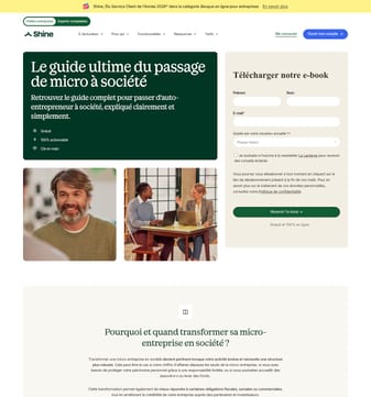 Shine landing page desktop screenshot