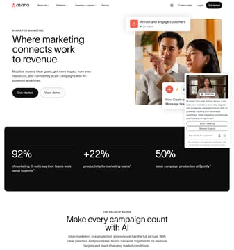 Asana landing page desktop screenshot
