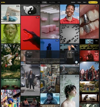 Artlist landing page desktop screenshot