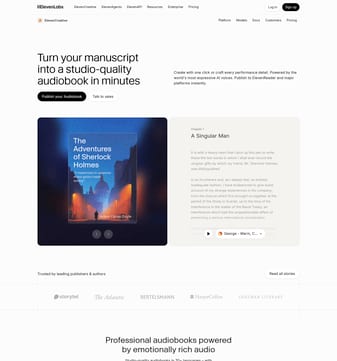 Elevenlabs landing page desktop screenshot