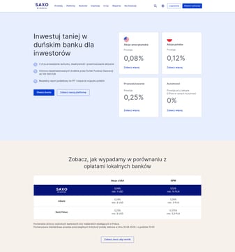 Saxo-bank landing page desktop screenshot