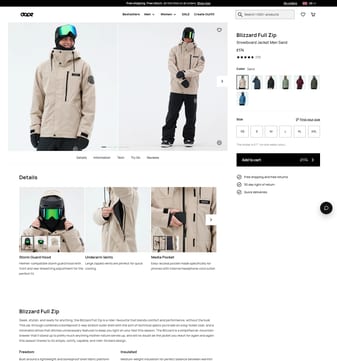 Dope-snow landing page desktop screenshot