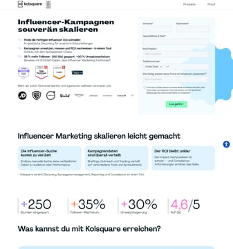 Kolsquare landing page desktop screenshot