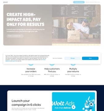 Wolt landing page desktop screenshot