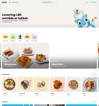 Wolt landing page desktop screenshot