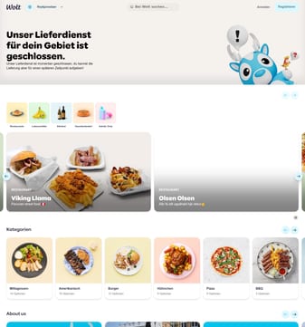 Wolt landing page desktop screenshot