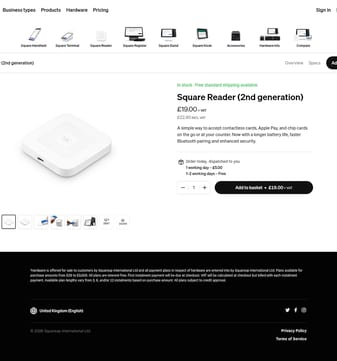 Square landing page desktop screenshot