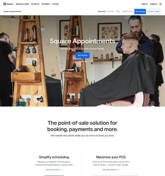 Square landing page desktop screenshot