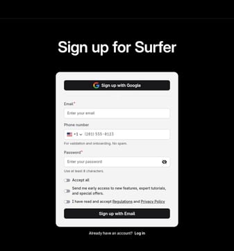 Positive Surfer landing page desktop screenshot