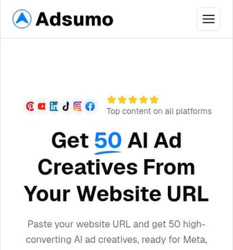 Adsumo landing page desktop screenshot
