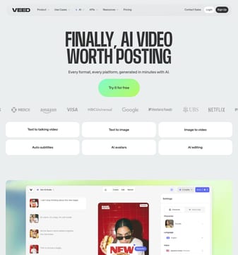 Veed landing page desktop screenshot