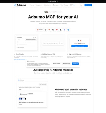 Adsumo landing page desktop screenshot