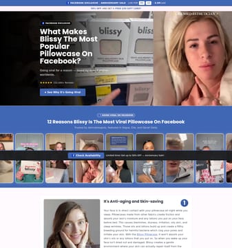 Blissy landing page desktop screenshot