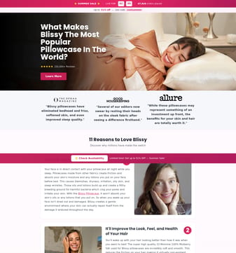 Blissy landing page desktop screenshot