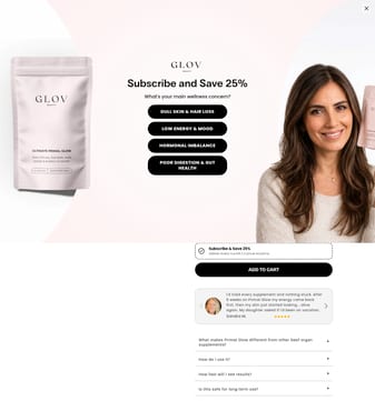 Glovbeauty landing page desktop screenshot