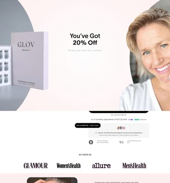 Glovbeauty landing page desktop screenshot