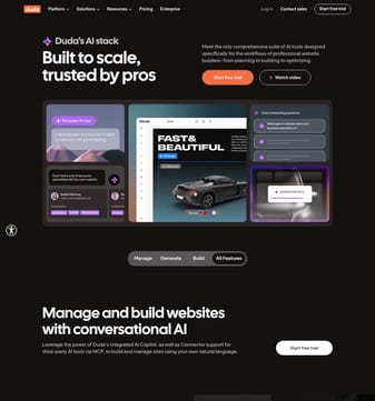 Duda landing page desktop screenshot