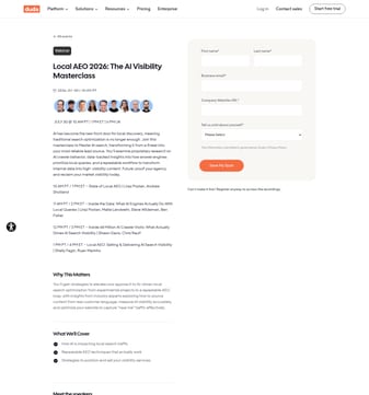 Duda landing page desktop screenshot